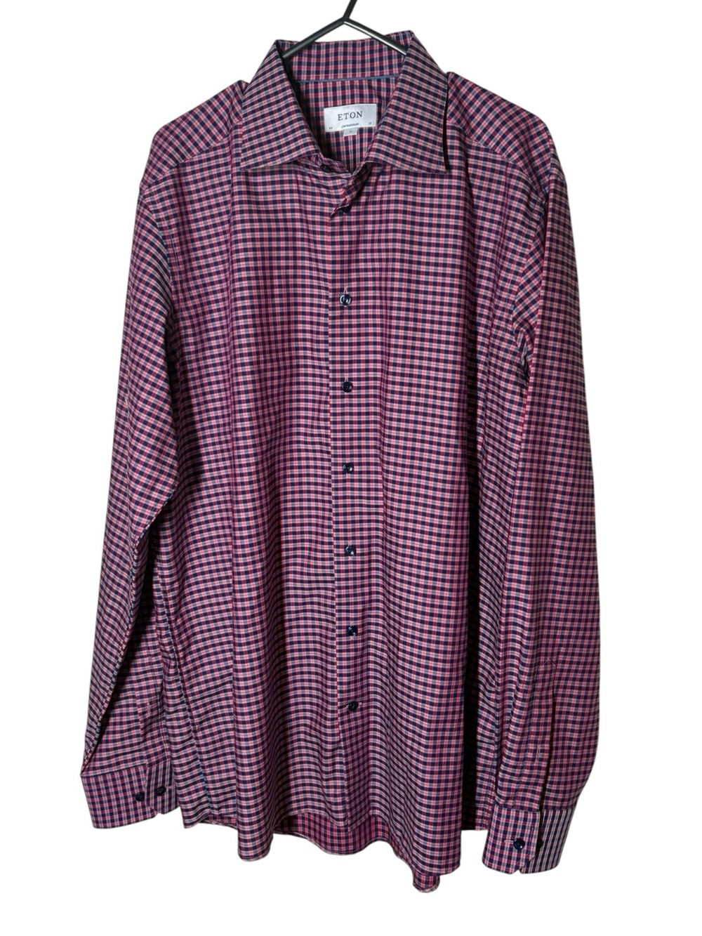 ETON Contemporary Fit Dress Shirt Size 43 17 Plaid York Cotton